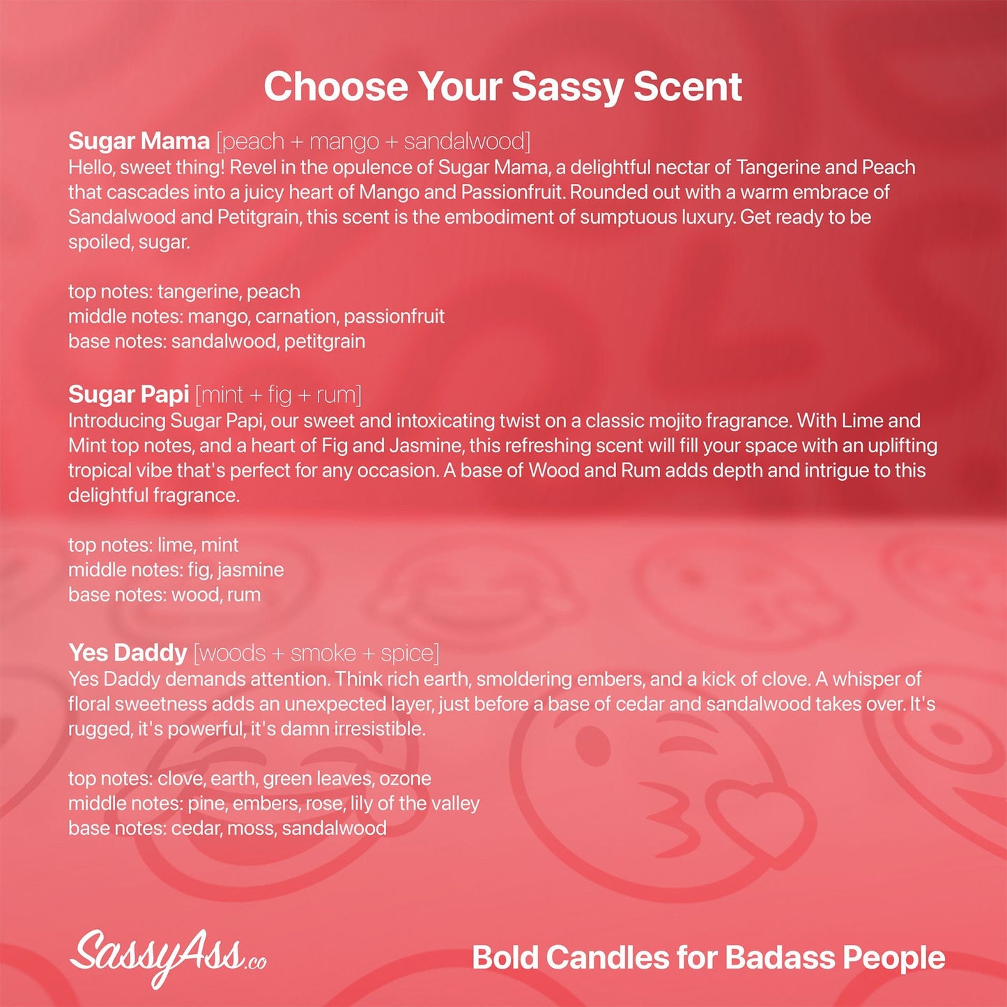 Live Laugh Cunt - Scented Soy Candle: Add Some Sass to Your Space with our Handcrafted, Vegan, Cruelty-Free, and Eco-friendly Candle - a red background with a text description for a product - SassyAss.co