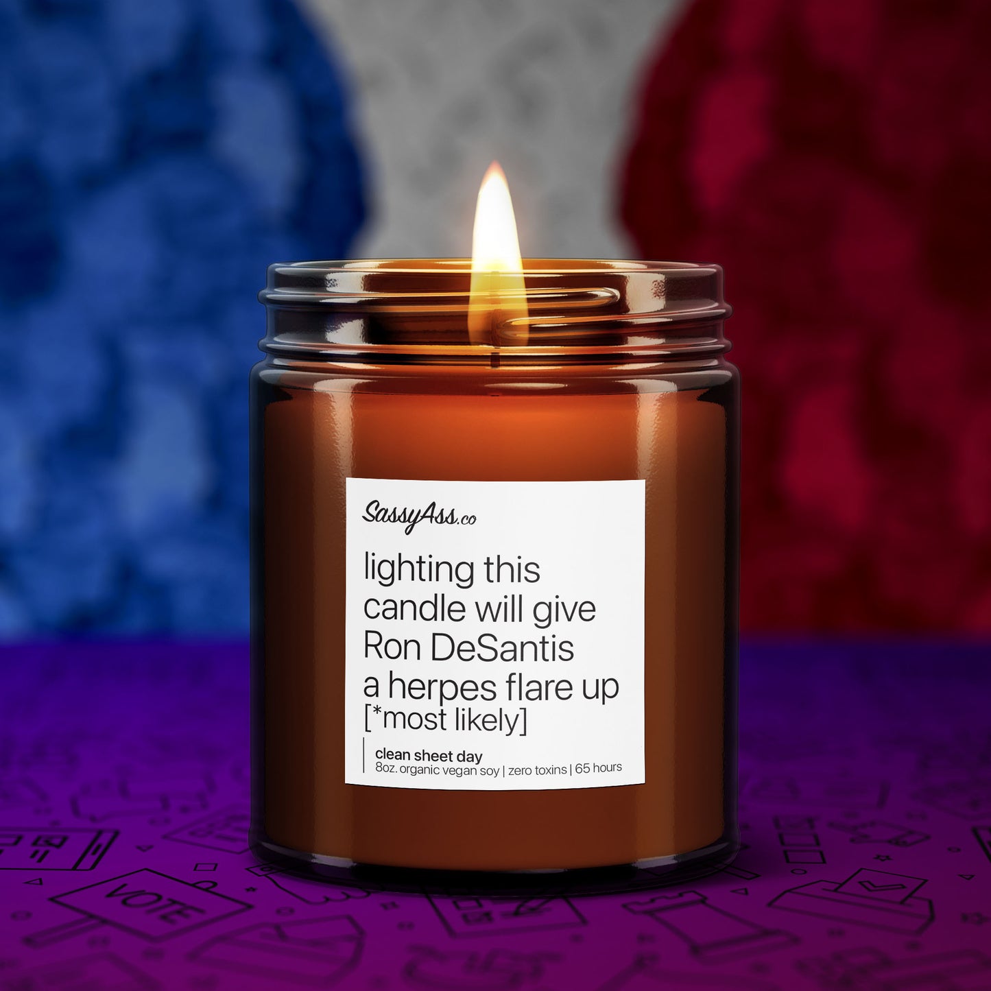 Lighting This Candle Will Give Ron DeSantis a Herpes Flare Up - Scented Soy Candle: Make A Statement and Support LGBTQ+ Rights