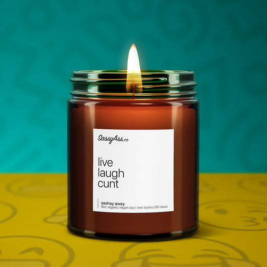 Live Laugh Cunt - Scented Soy Candle: Add Some Sass to Your Space with our Handcrafted, Vegan, Cruelty-Free, and Eco-friendly Candle