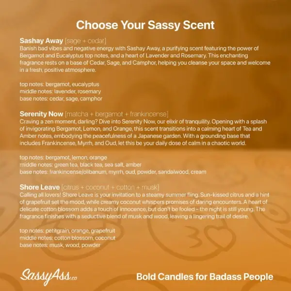 Description of the available fragrances