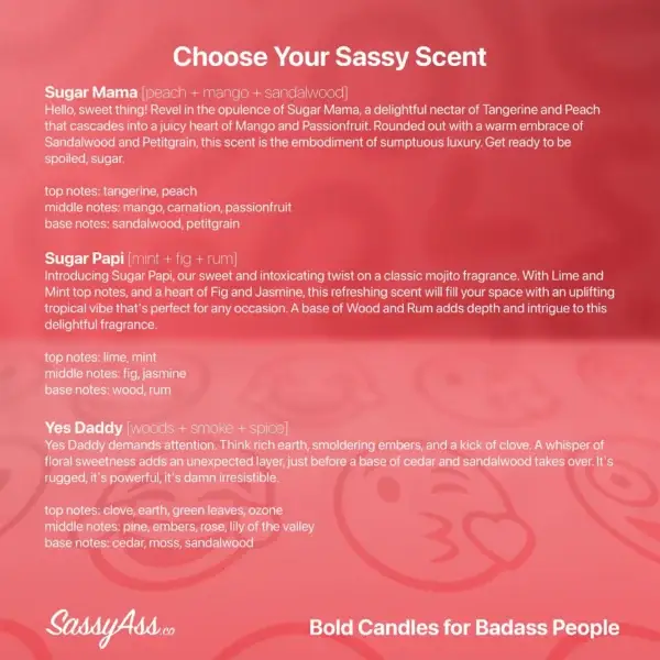 Description of the available fragrances