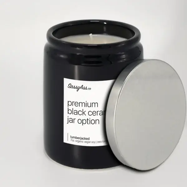 Premium Black Ceramic Jar Option with Silver Lid